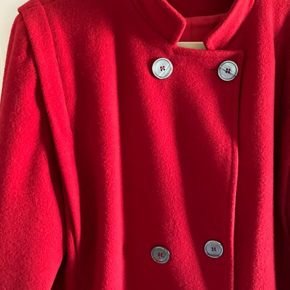 Vintage Burlington Wool Red Pea Coat Jacket Womens Size 18 Made in USA. - Picture 2 of 15